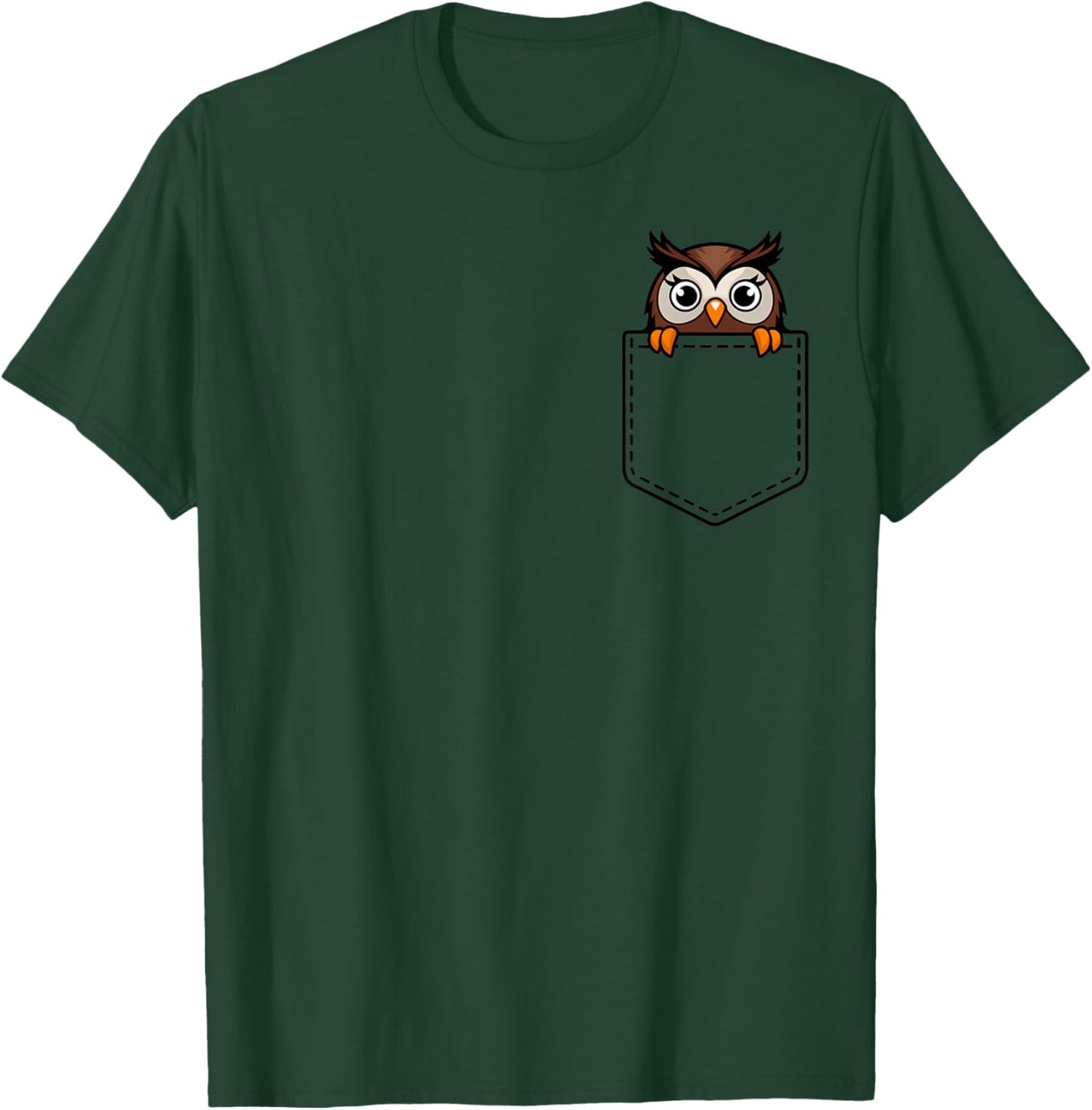 Boys Girls Toddler Cute Zoo Animal Adorable Owl Pocket Kids T-Shirt - T-Shirt | Forest