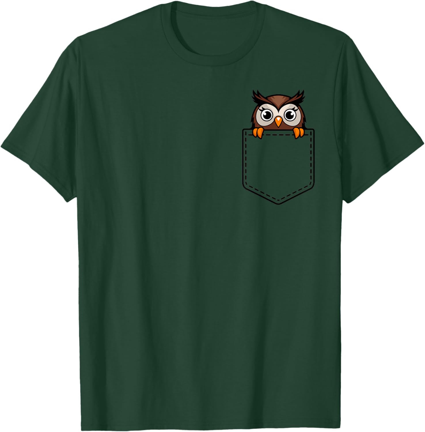 Boys Girls Toddler Cute Zoo Animal Adorable Owl Pocket Kids T-Shirt - T-Shirt | Forest