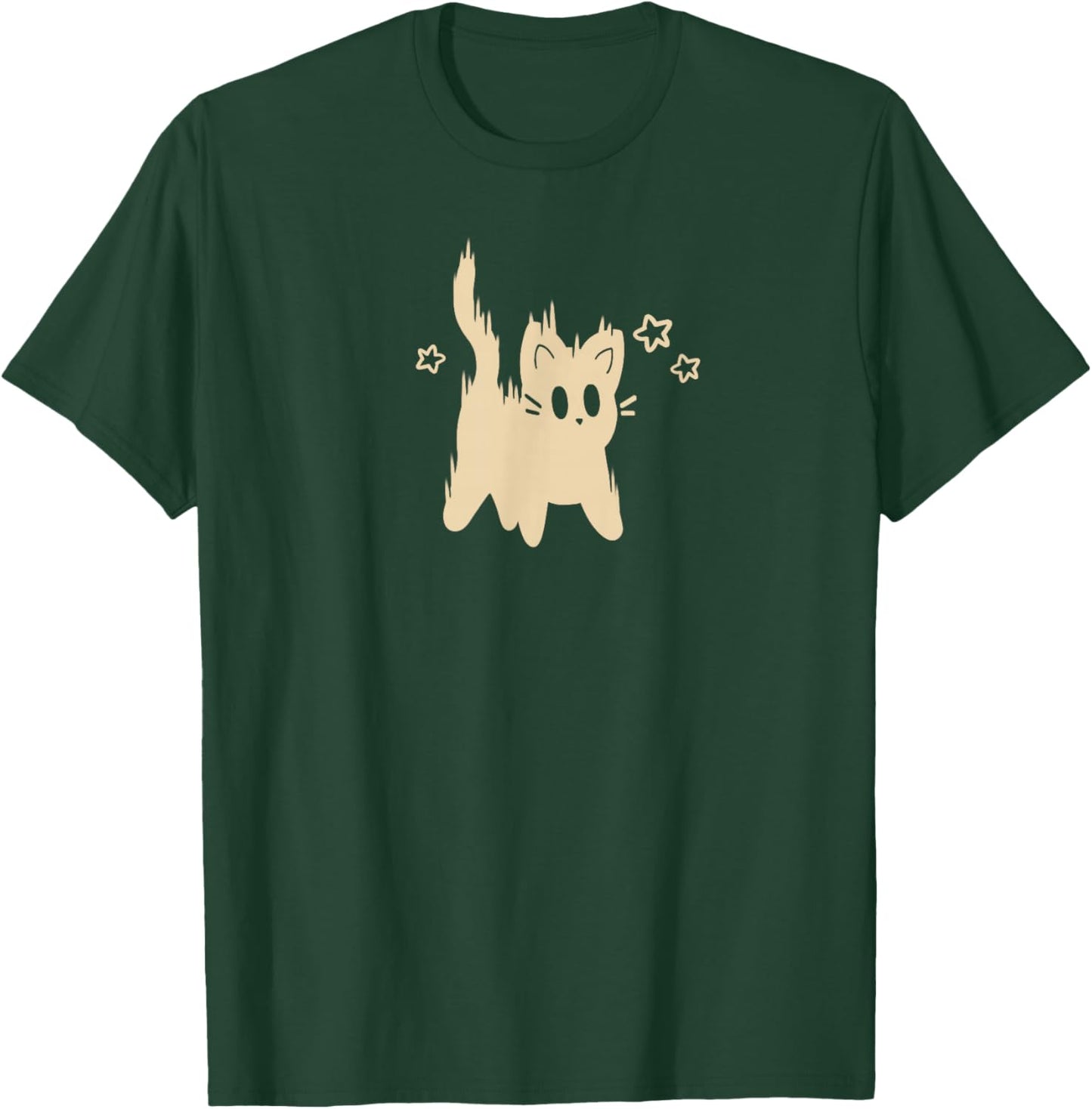 90s Y2K Cute Scary Cat Tomcat is Scared Under Starry T-Shirt - T-Shirt | Forest