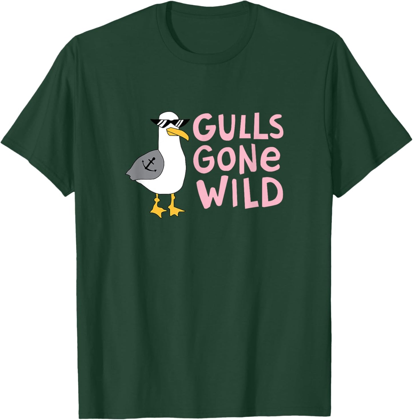 Funny Seagull wtih Achor Tattoo & Sunglasses,Gulls Gone Wild T-Shirt - T-Shirt | Forest