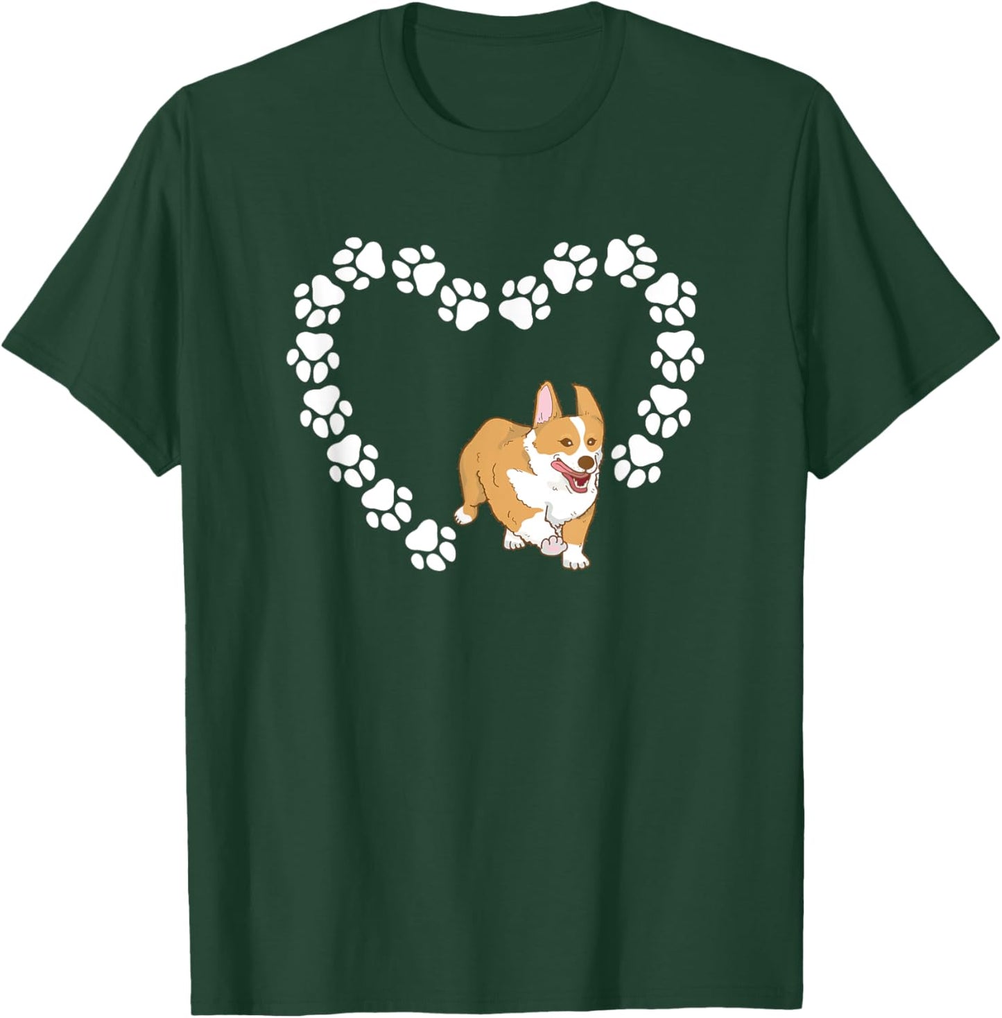 Corgi Funny Pet Paw Heart Corgi Dog Lover T-Shirt - T-Shirt | Forest
