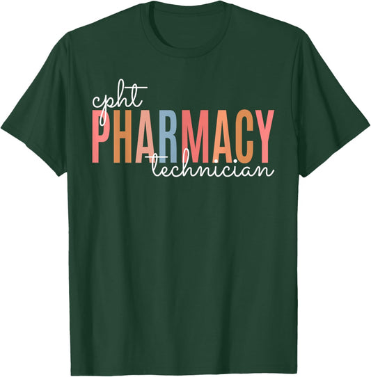 CPHT Certified Pharmacy Technician Tech Teams Medication T-Shirt - T-Shirt | Forest