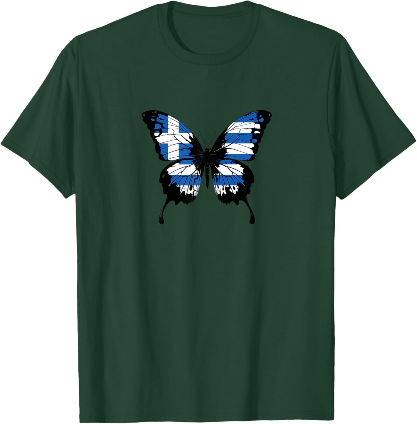 Greece Flag Butterfly Greek Butterflies Flag Wings Flag Art T-Shirt - T-Shirt | Forest