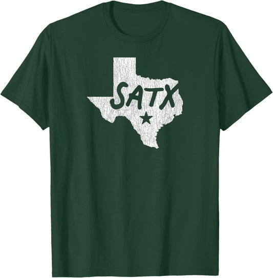 SATX San Antonio TX Design With Star And Details T-Shirt - T-Shirt | Forest