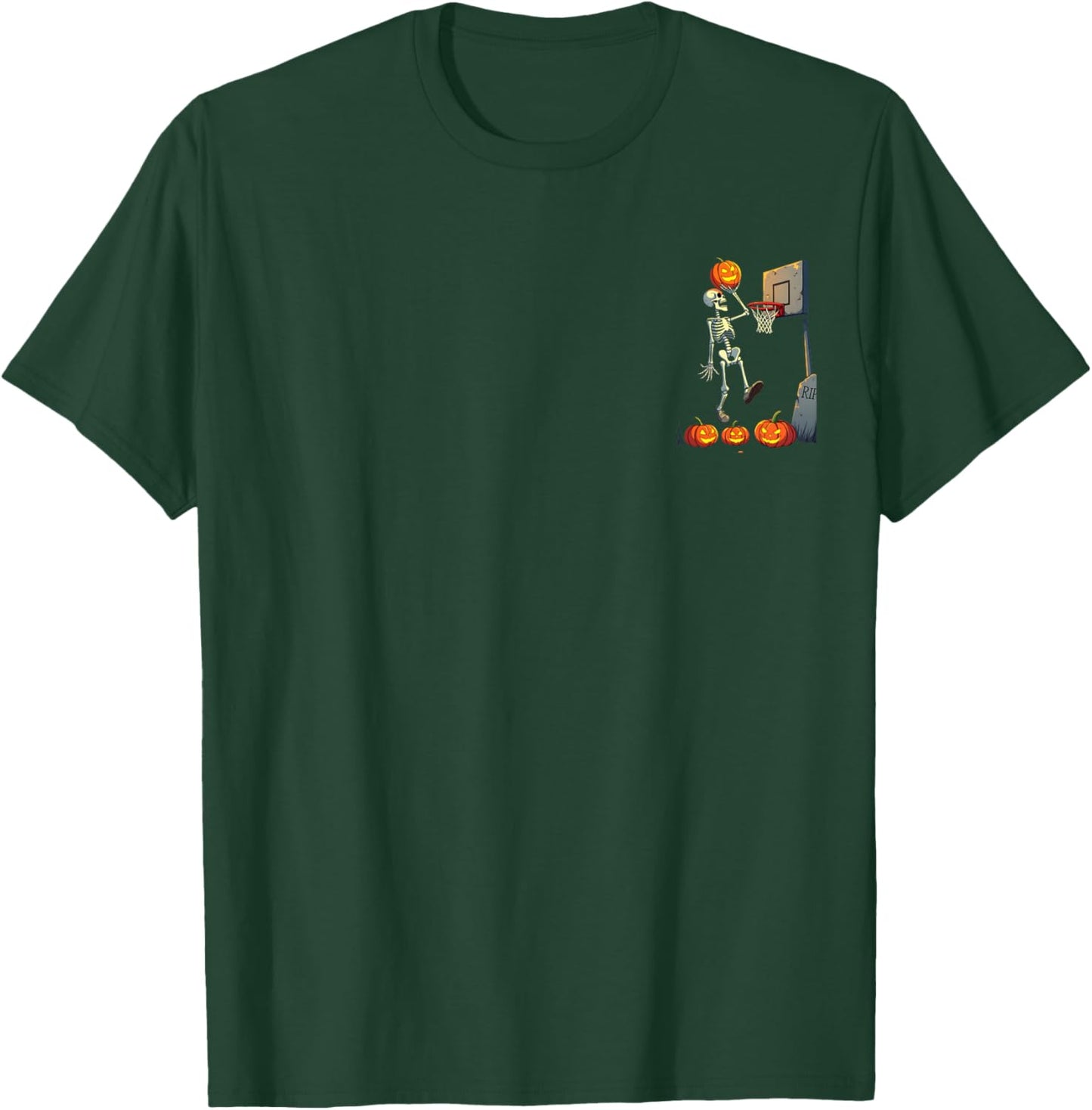 Skeleton Pumpkin Basketball Halloween T-Shirt - T-Shirt | Forest