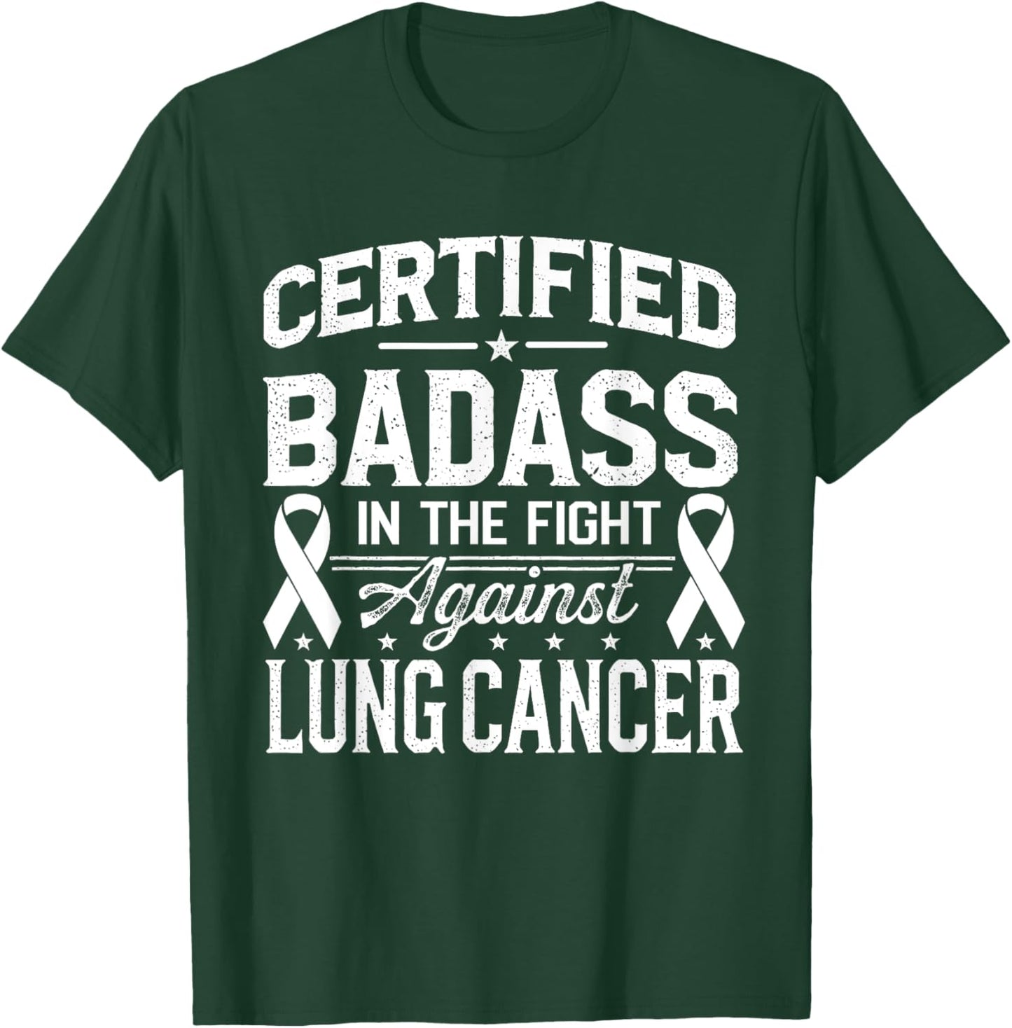 Lung Cancer Warrior White Ribbon Lung Cancer Awareness T-Shirt - T-Shirt | Forest