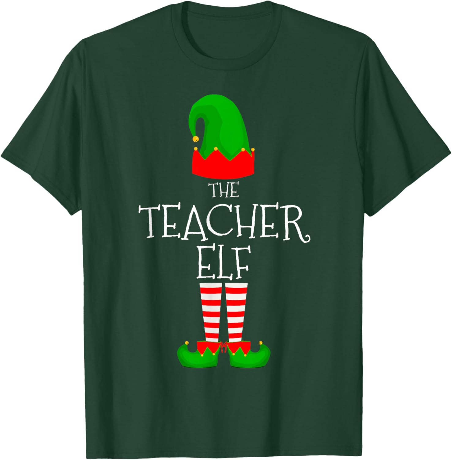 Teacher Elf Family Matching Group Funny Christmas Elves T-Shirt - T-Shirt | Forest