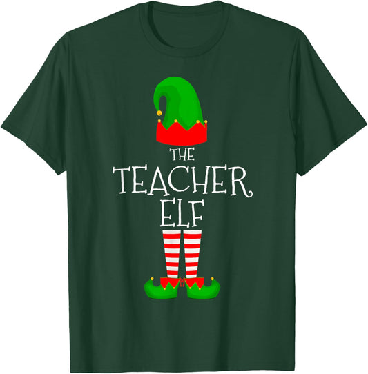 Teacher Elf Family Matching Group Funny Christmas Elves T-Shirt - T-Shirt | Forest