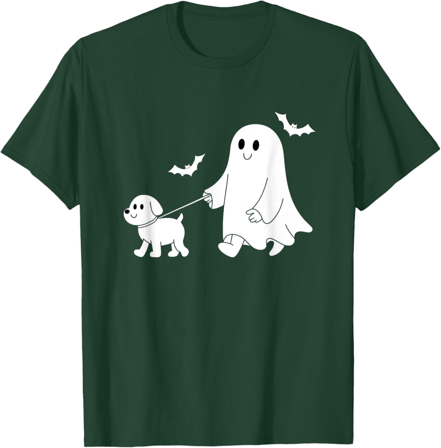 Funny Halloween Ghost Walking Dog Cute Ghost and Dog Lover T-Shirt - T-Shirt | Forest