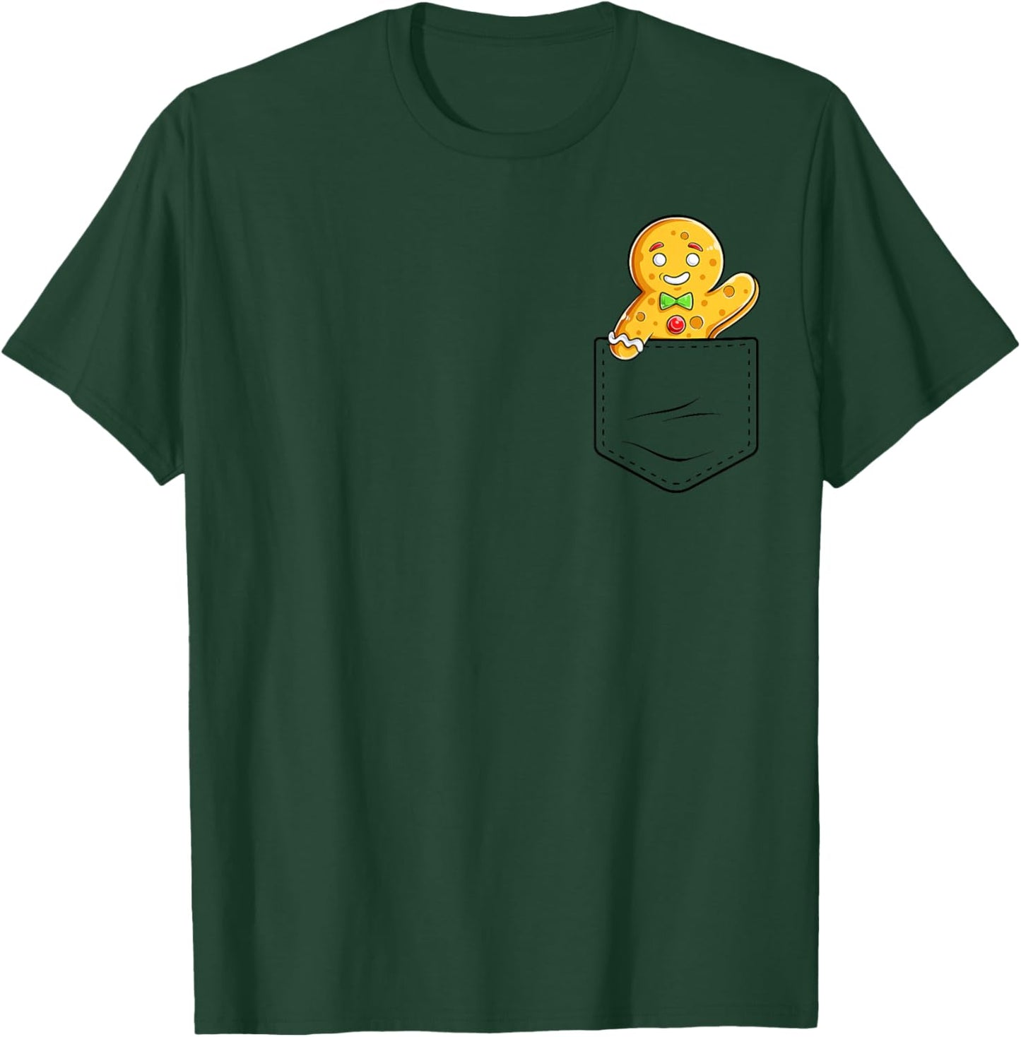 Gingerbread Man In Pocket Funny Christmas Cookie Boys Girls T-Shirt - T-Shirt | Forest