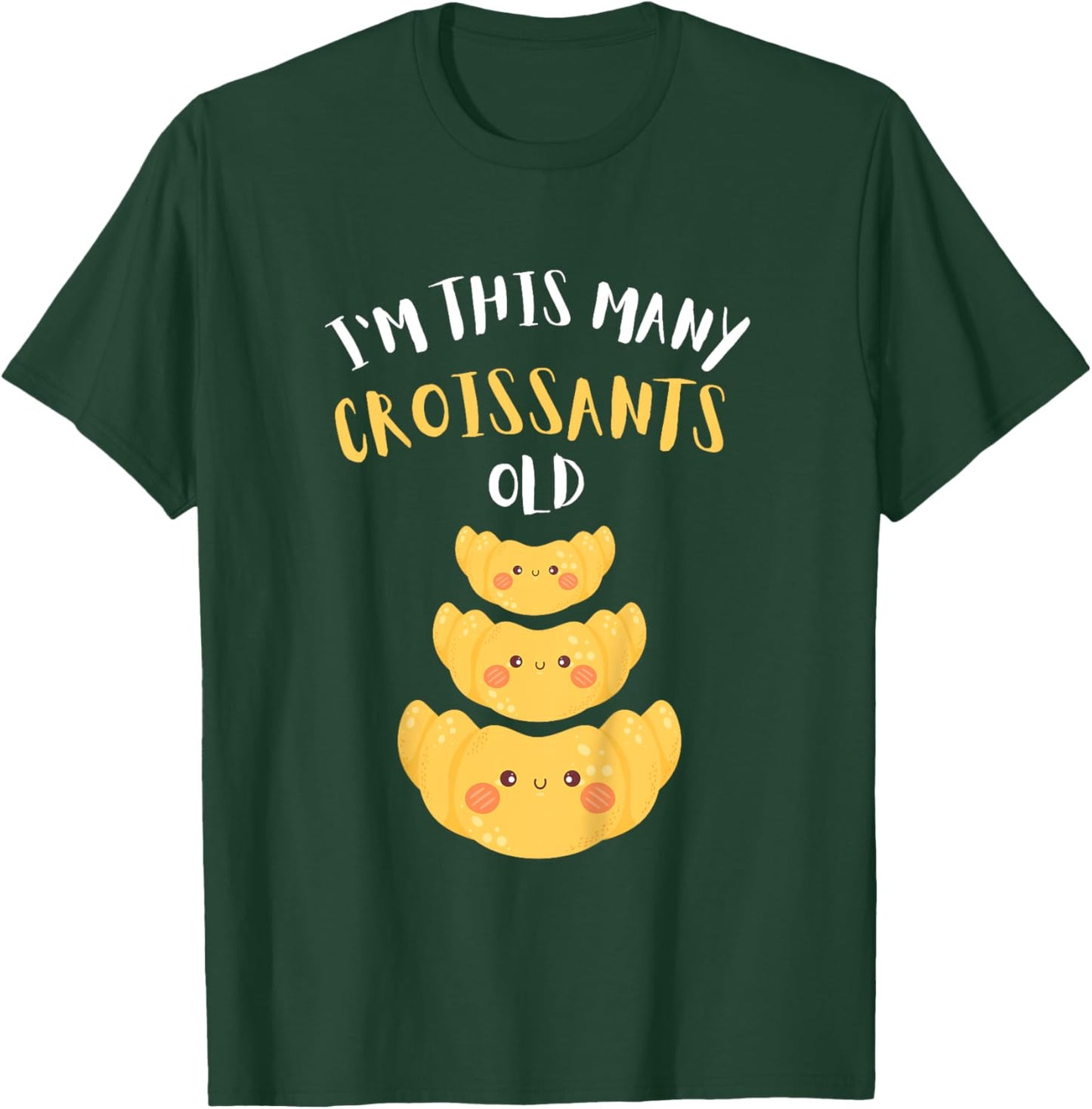 Kids I'm This Many Croissants Old - 3rd Birthday 3 Years Old Bday T-Shirt - T-Shirt | Forest
