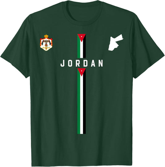 Jordan Flag, Silhouette map of Jordan, Coat of arms T-Shirt - T-Shirt | Forest