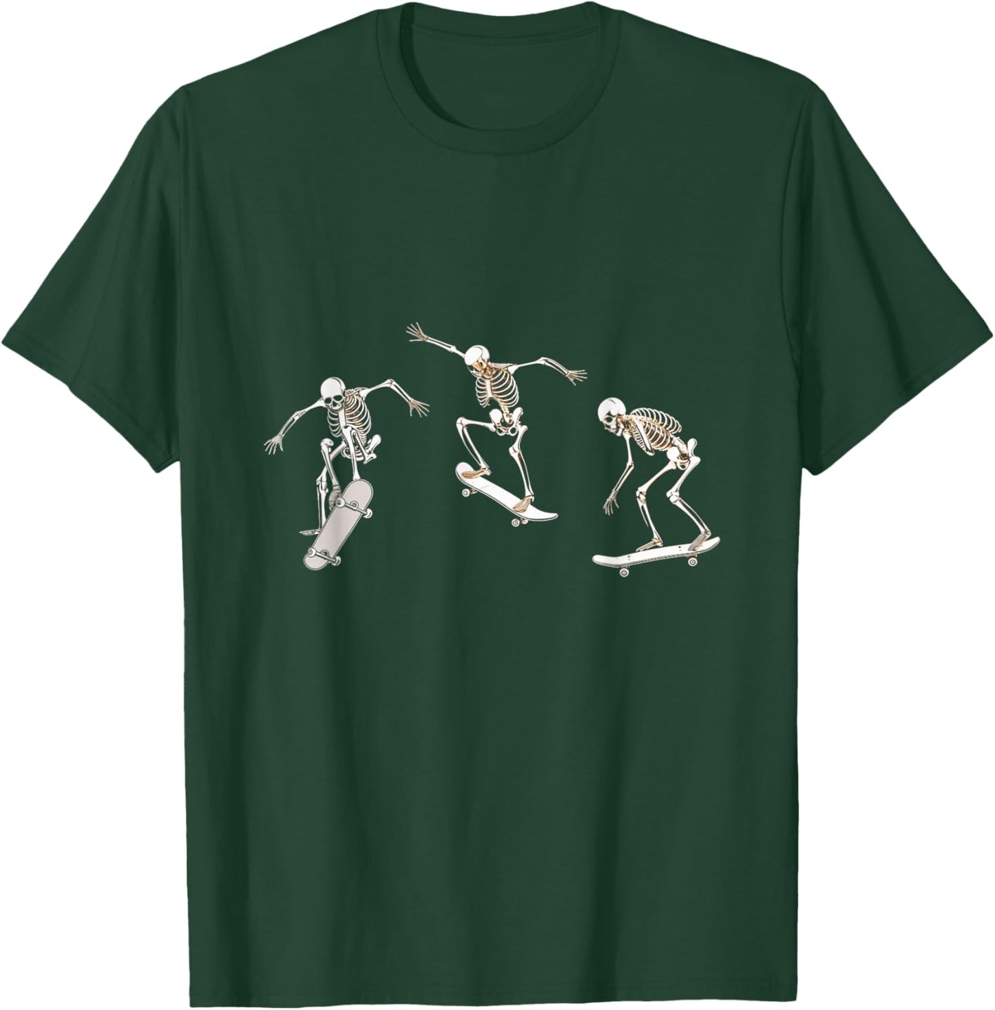 Skateboarding Skeleton Skater Bones Tricks T-Shirt - T-Shirt | Forest