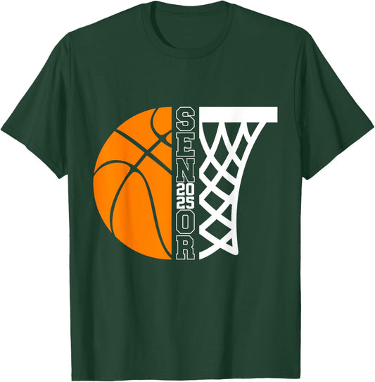 Graduate Senior Class of 2025 Basketball Player Graduation T-Shirt - T-Shirt | Forest