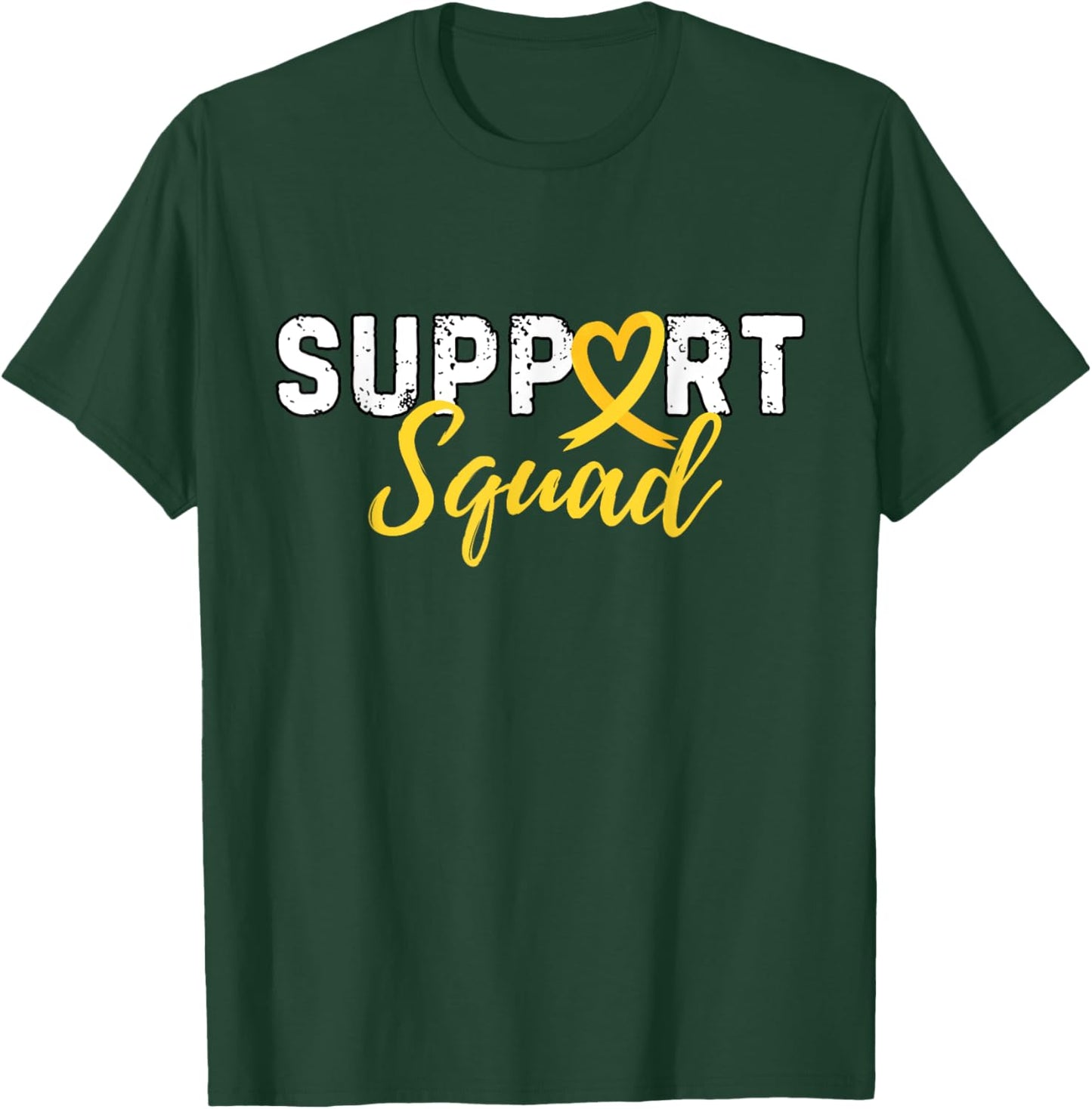 Support Squad Sarcoma Cancer Love Heart Yellow Ribbon Retro T-Shirt - T-Shirt | Forest