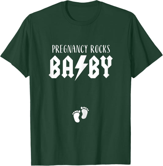 Pregnancy Rock Pregnant Mom Baby Announcement Band Music T-Shirt - T-Shirt | Forest