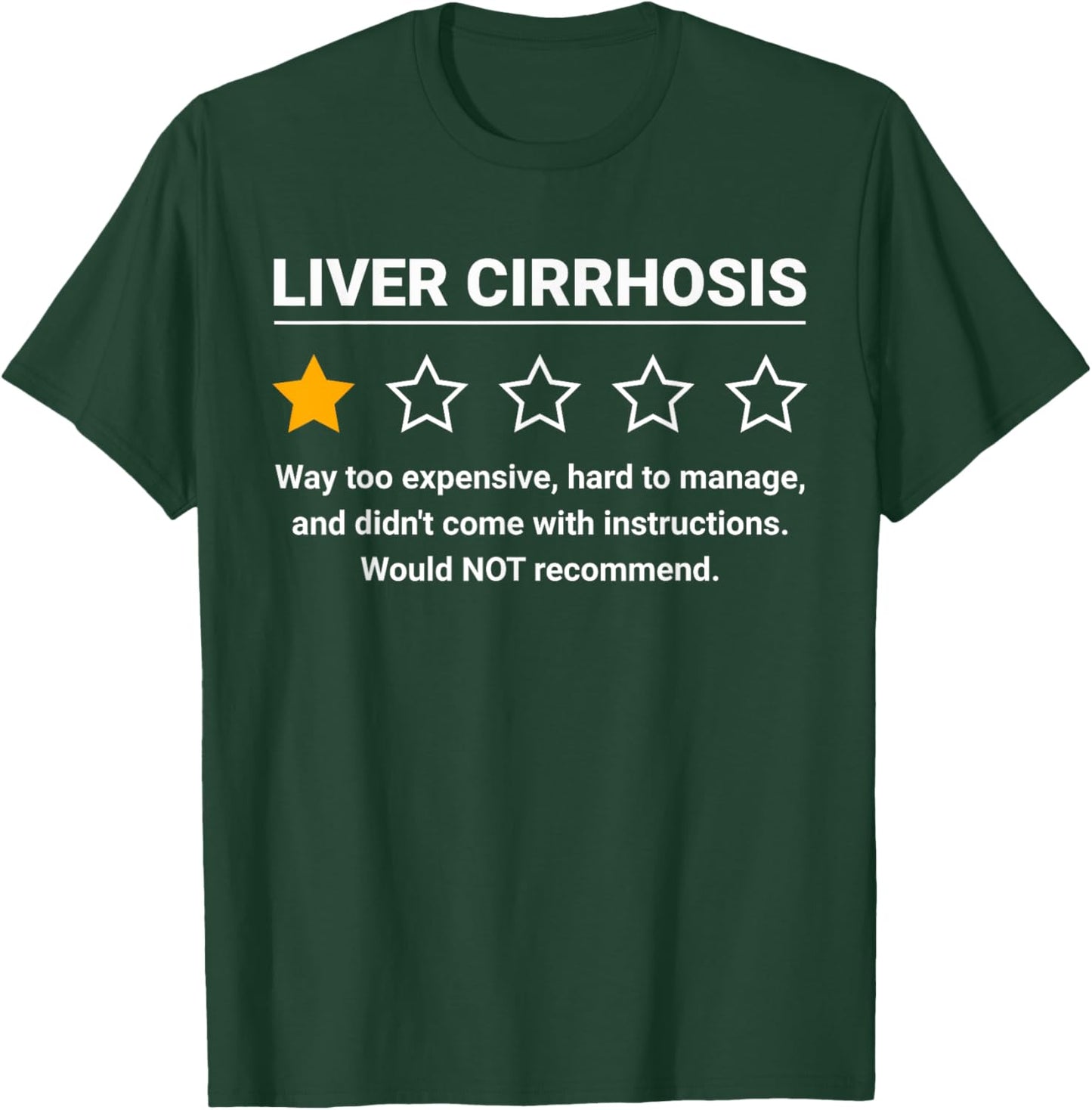 Liver Cirrhosis One Star Rating Liver Cirrhosis Awareness T-Shirt - T-Shirt | Forest