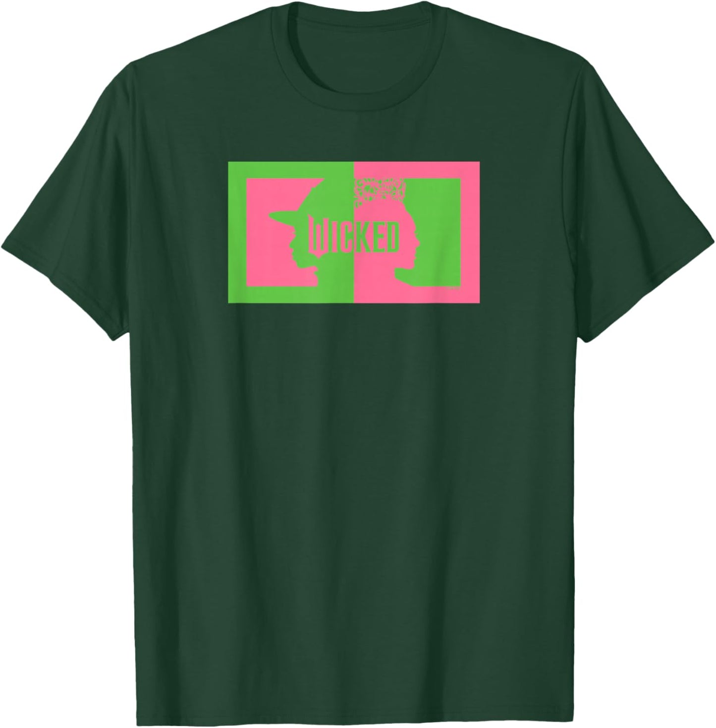 Wicked Elphaba & Glinda Silhouettes -Kids Black Cotton 100% Classic Fit Crew Collar Short Sleeve T-Shirt - T-Shirt | Forest