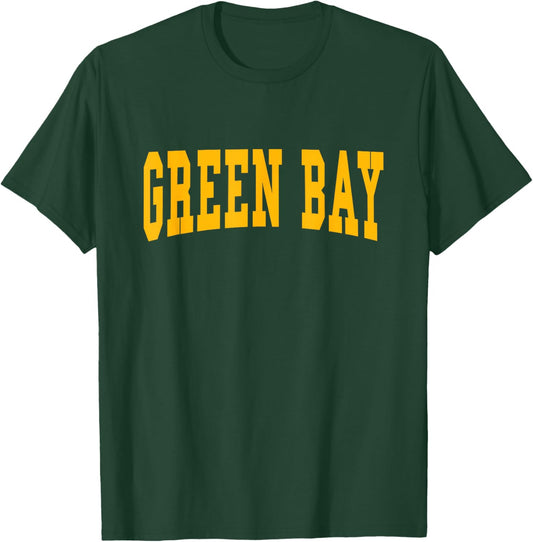 Graphic Apparel Co. - GREEN BAY - Throwback Classic - -Adult - Green - Small - Short Sleeve - Classic Fit - Polyester - Cotton Blend - - Letter Print - Throwback Design T-Shirt - T-Shirt | Forest