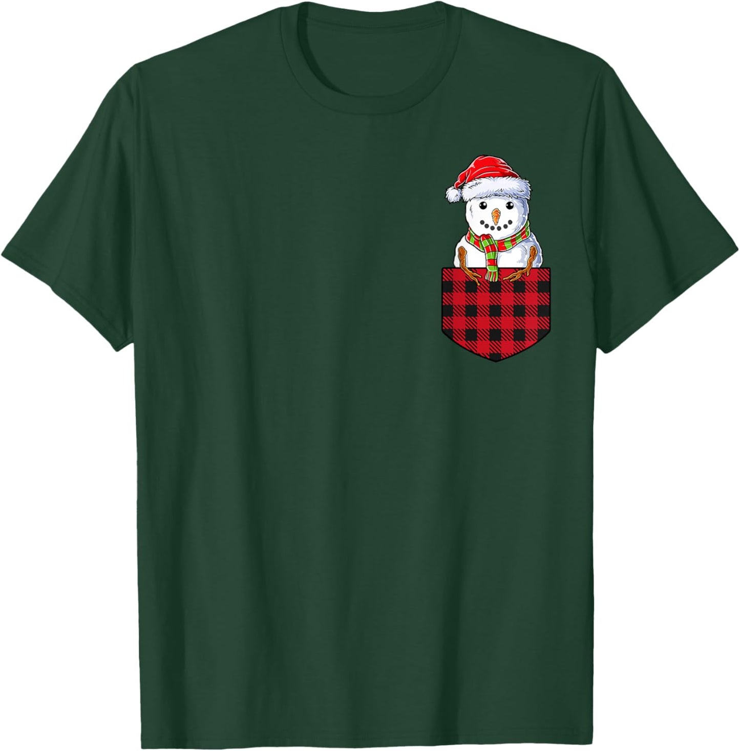 Snowman In Pocket Funny Christmas Kids Boys Girls Xmas T-Shirt - T-Shirt | Forest