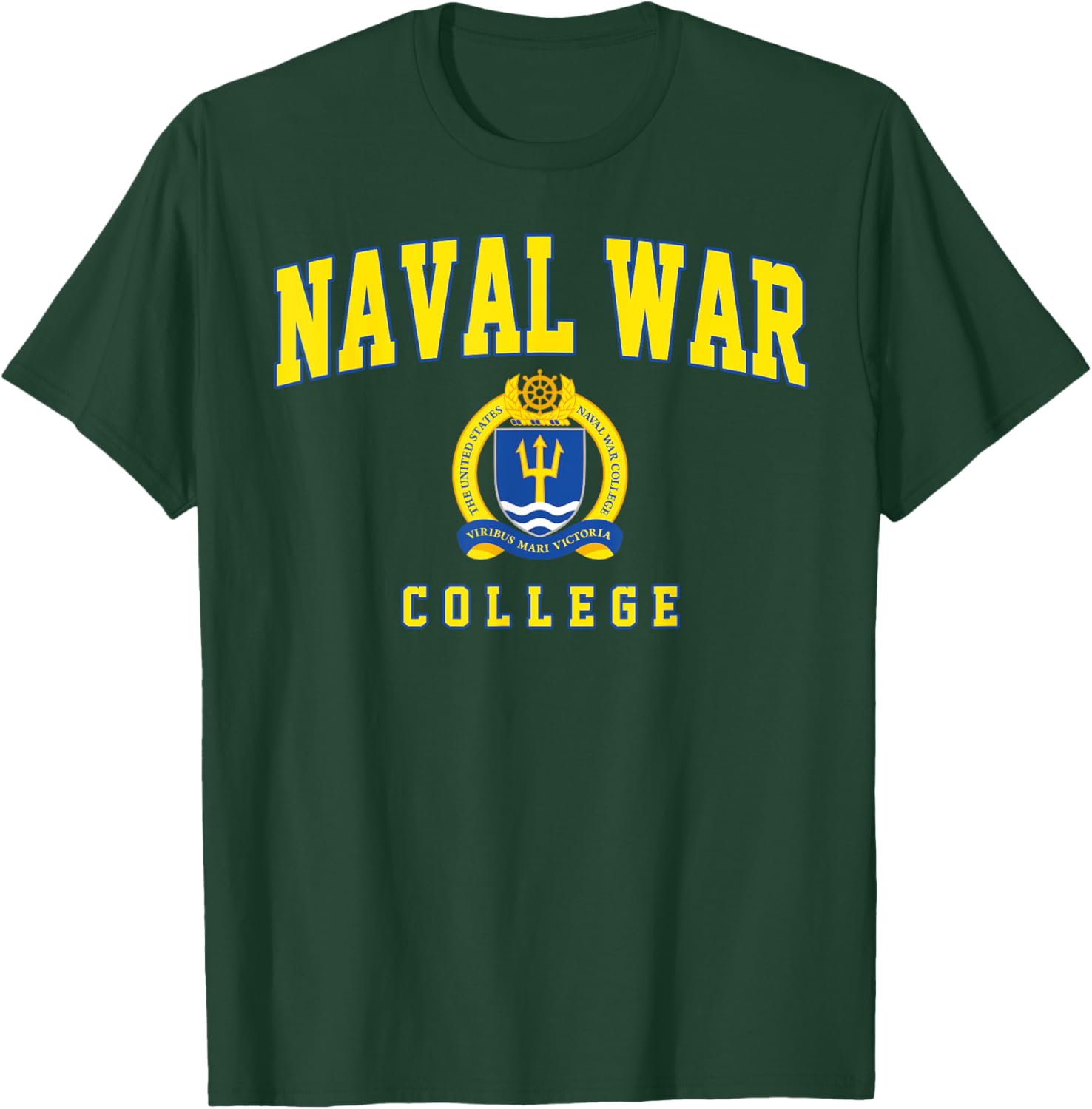Naval War College Arch Vintage Sports Design Men Women T-Shirt - T-Shirt | Forest