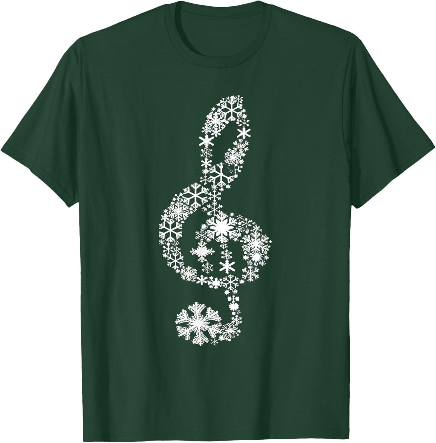 Winter Melody Snowflakes Treble Clef Music Notes Men Women T-Shirt - T-Shirt | Forest