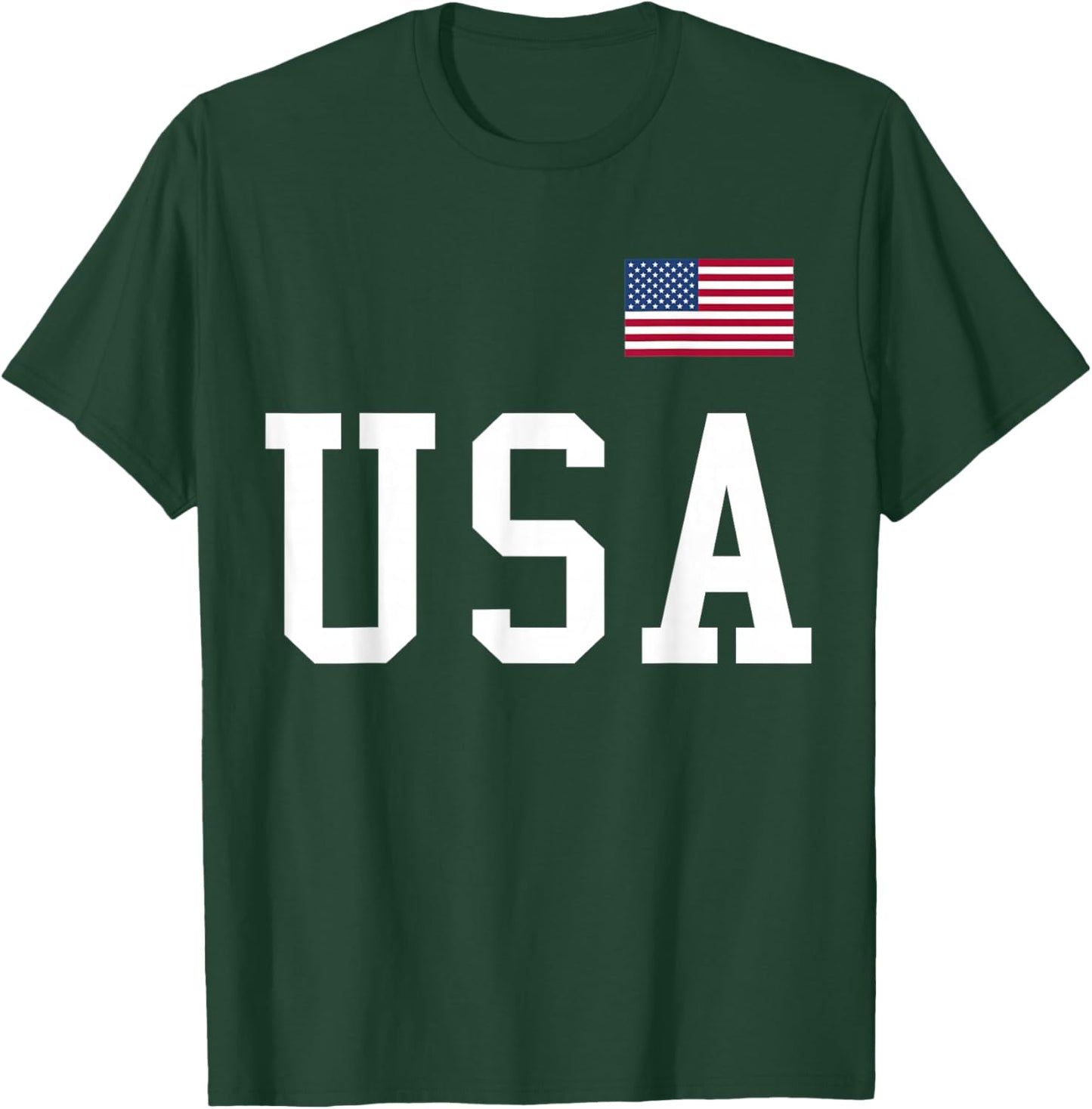USA Women Men Kids American Flag Patriotic 4th of July T-Shirt - T-Shirt | Forest
