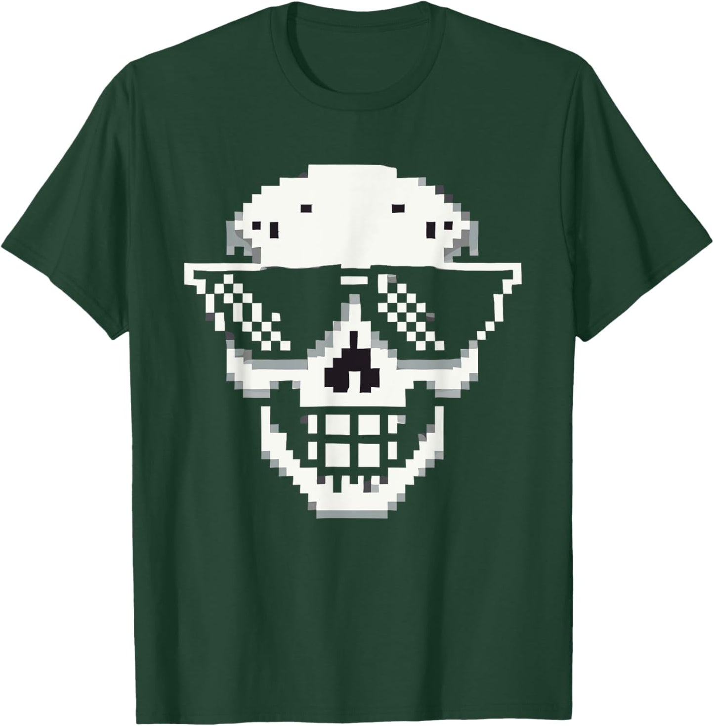 Pixel Cool Skull With Sunglasses Style T-Shirt - T-Shirt | Forest