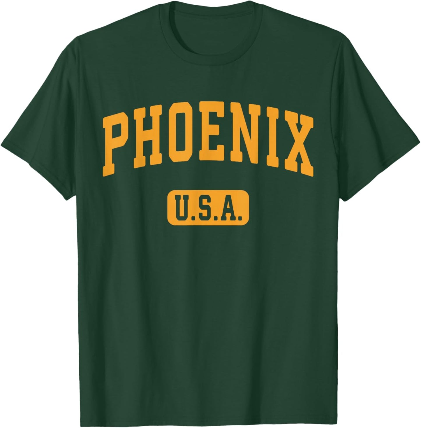 Phoenix AZ USA Athletic Text Sunset Yellow Font T-Shirt - T-Shirt | Forest