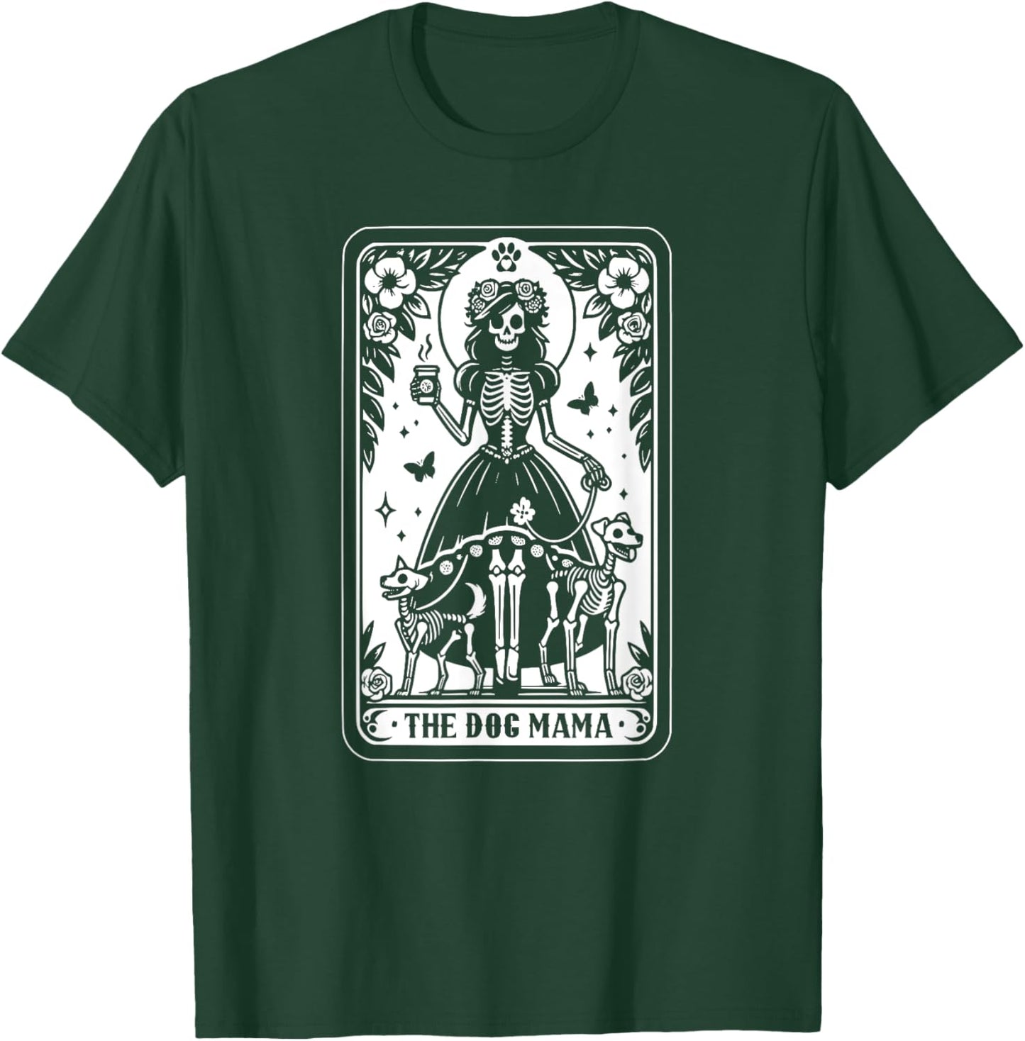 The Dog Mama Tarot Card, Skeleton Dog Lover Halloween Men Women T-Shirt - T-Shirt | Forest