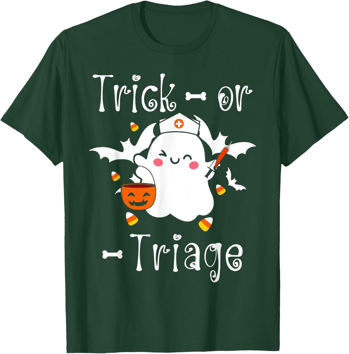 Trick or Triage Triage Nurse Ghost Halloween Spooky Costume T-Shirt - T-Shirt | Forest