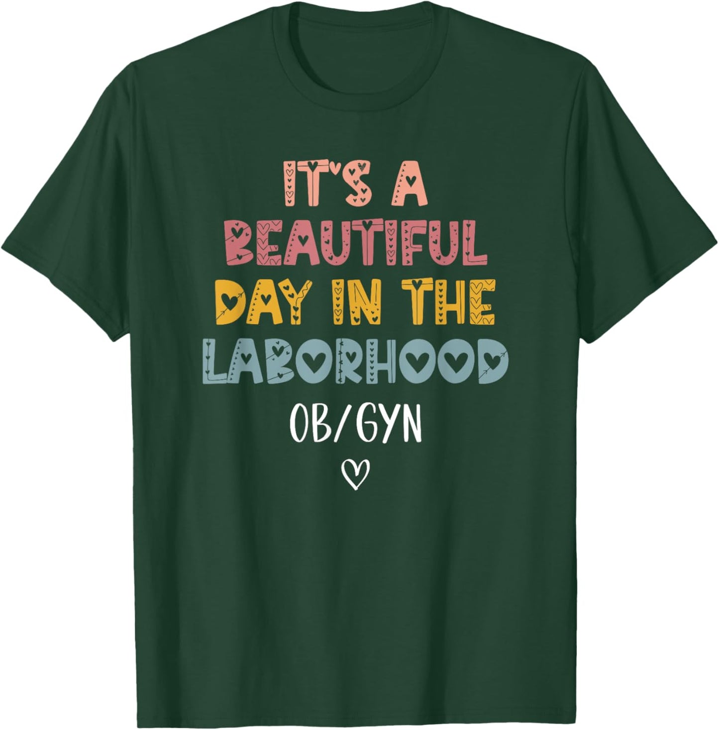 Cute Labor and Delivery OB/GYN Team -Adults Black Boho Modern , Small, Short Sleeve, Pull On, 1 Count, Boho Design, Lightweight T-Shirt - T-Shirt | Forest