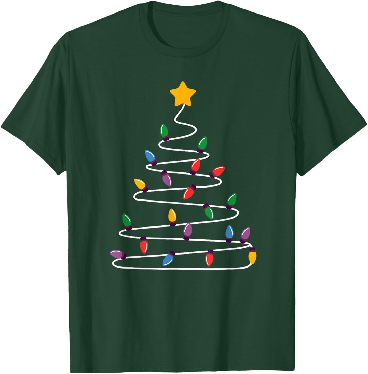 Christmas Tree Holiday Xmas Merry Christmas Lights T-Shirt - T-Shirt | Forest