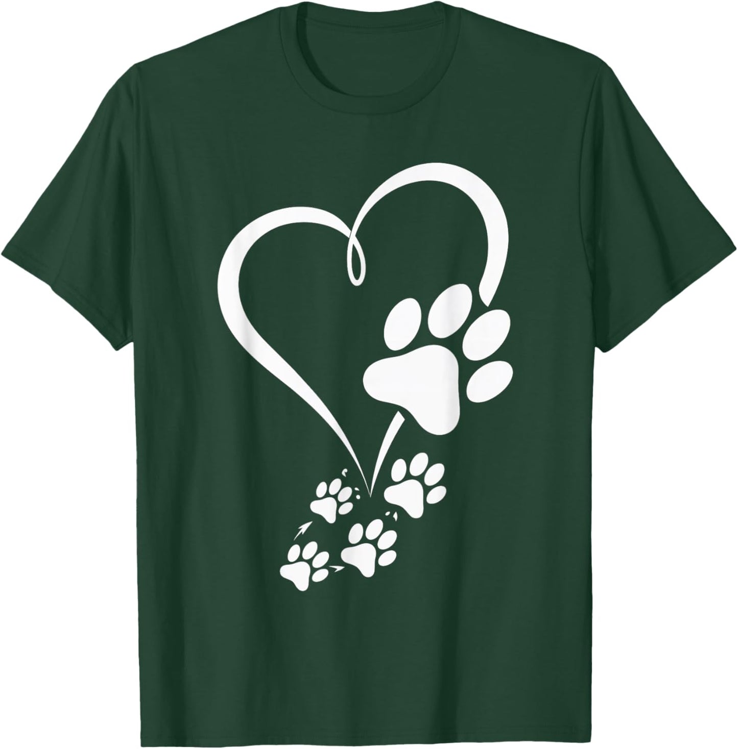 Dog Paw Heart Love Paws Pet Animal Paw Print Women T-Shirt - T-Shirt | Forest