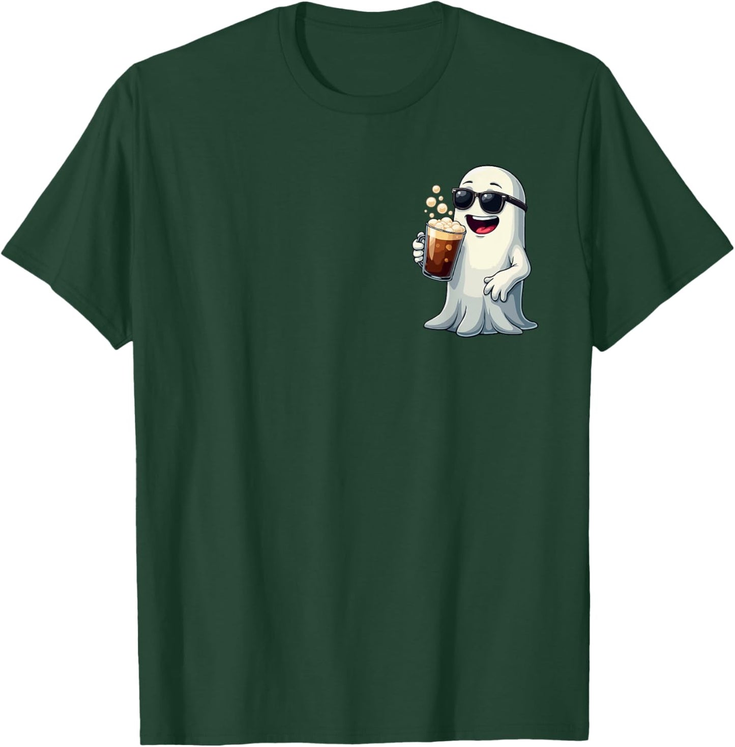 Ghost Drinking Coffee Funny Halloween Costume Coffee Lover T-Shirt - T-Shirt | Forest