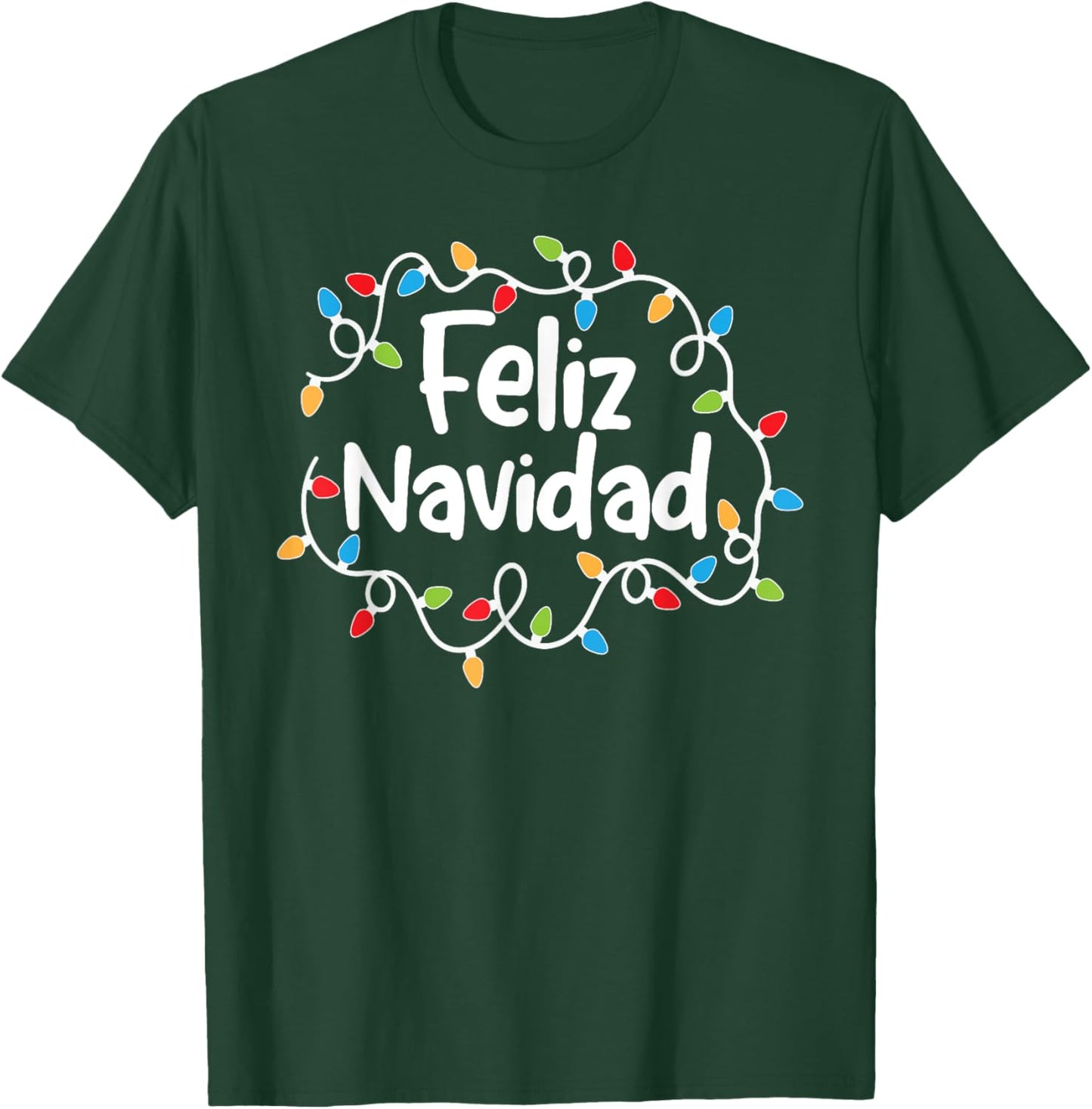 Feliz Navidad Merry Christmas Xmas Lights Family Pajamas T-Shirt - T-Shirt | Forest