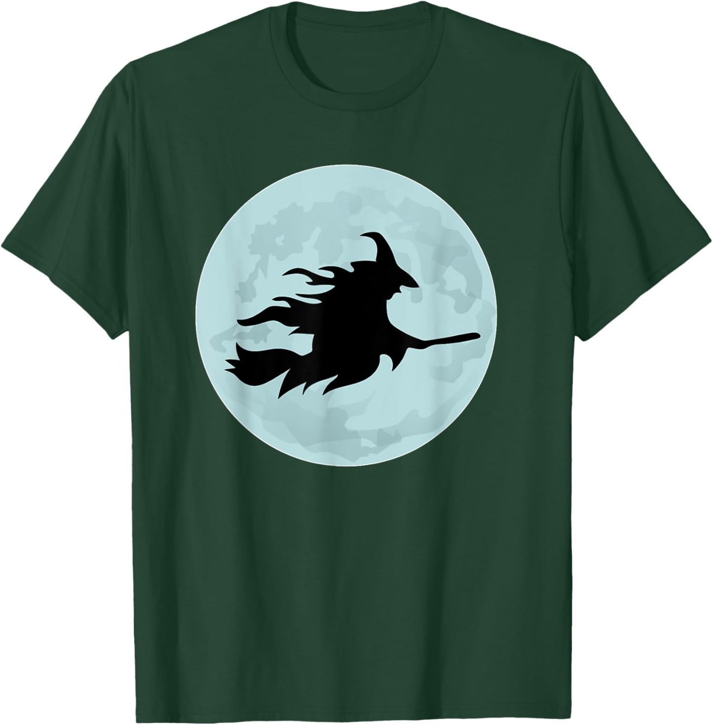 Flying Witch On Broomstick Full Moon Halloween Costume T-Shirt - T-Shirt | Forest
