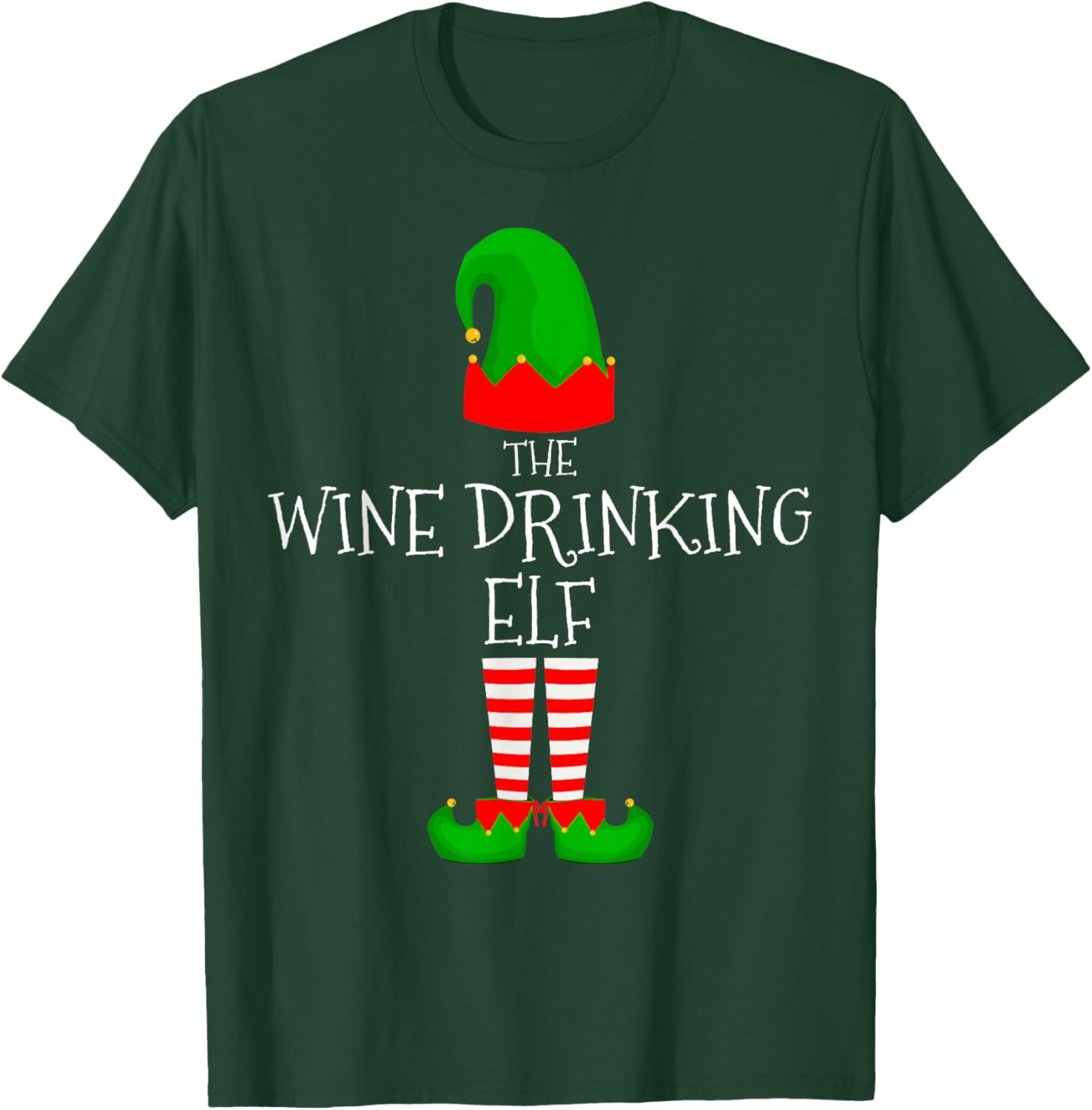 Wine Drinking Elf Family Matching Group Christmas Elves T-Shirt - T-Shirt | Forest