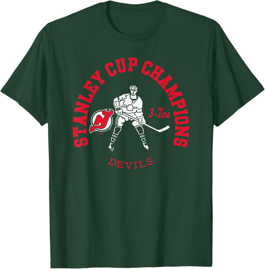 New Jersey Devils Stanley Cup Champions 3-Time Black T-Shirt - T-Shirt | Forest