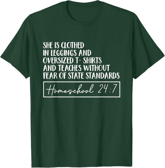 She Is Clothed In Leggings And Oversized Shirts And Teaches T-Shirt - T-Shirt | Forest