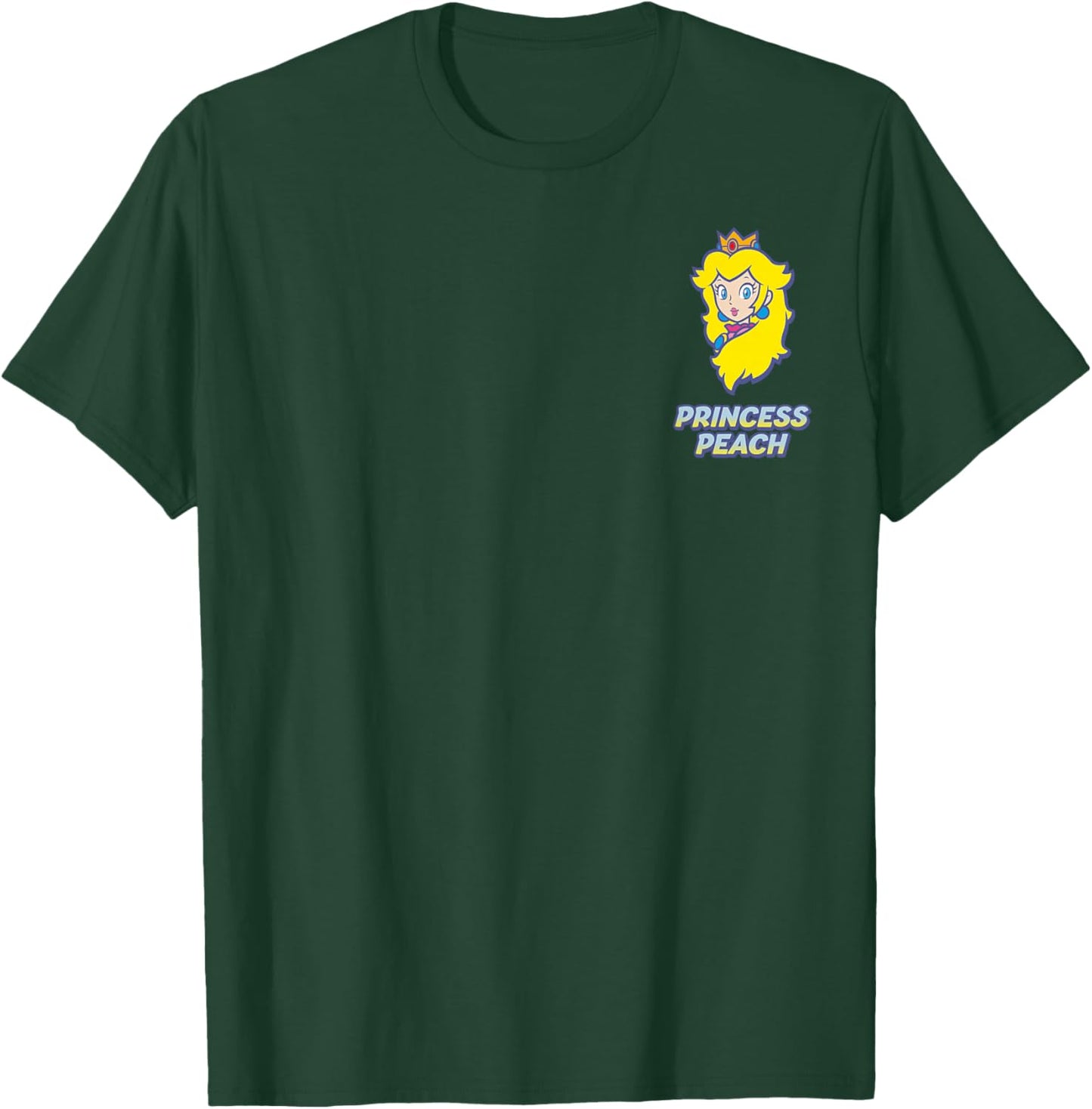 Super Mario Princess Peach Classic Blue Text Faux Pocket T-Shirt - T-Shirt | Forest