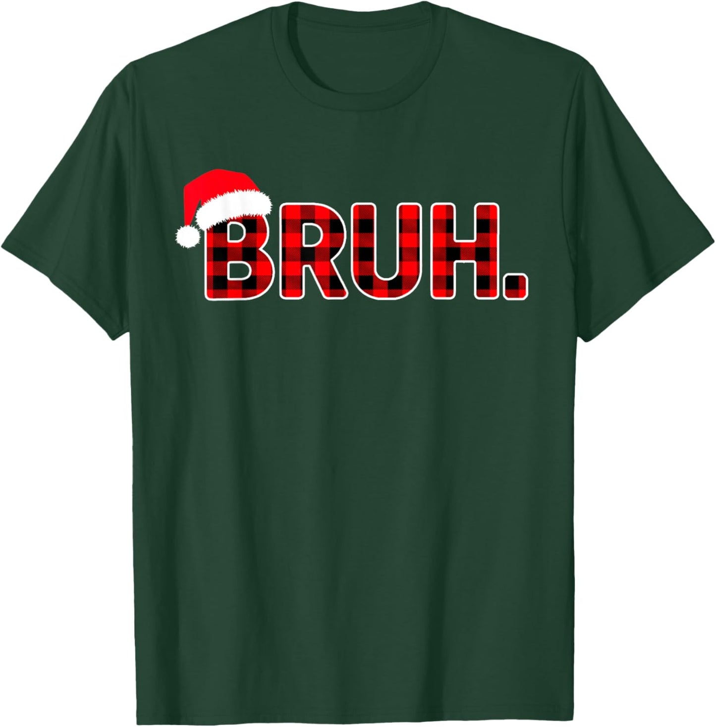 Bruh Funny Christmas Plaid Teens Boys Men Xmas Pajamas T-Shirt - T-Shirt | Forest