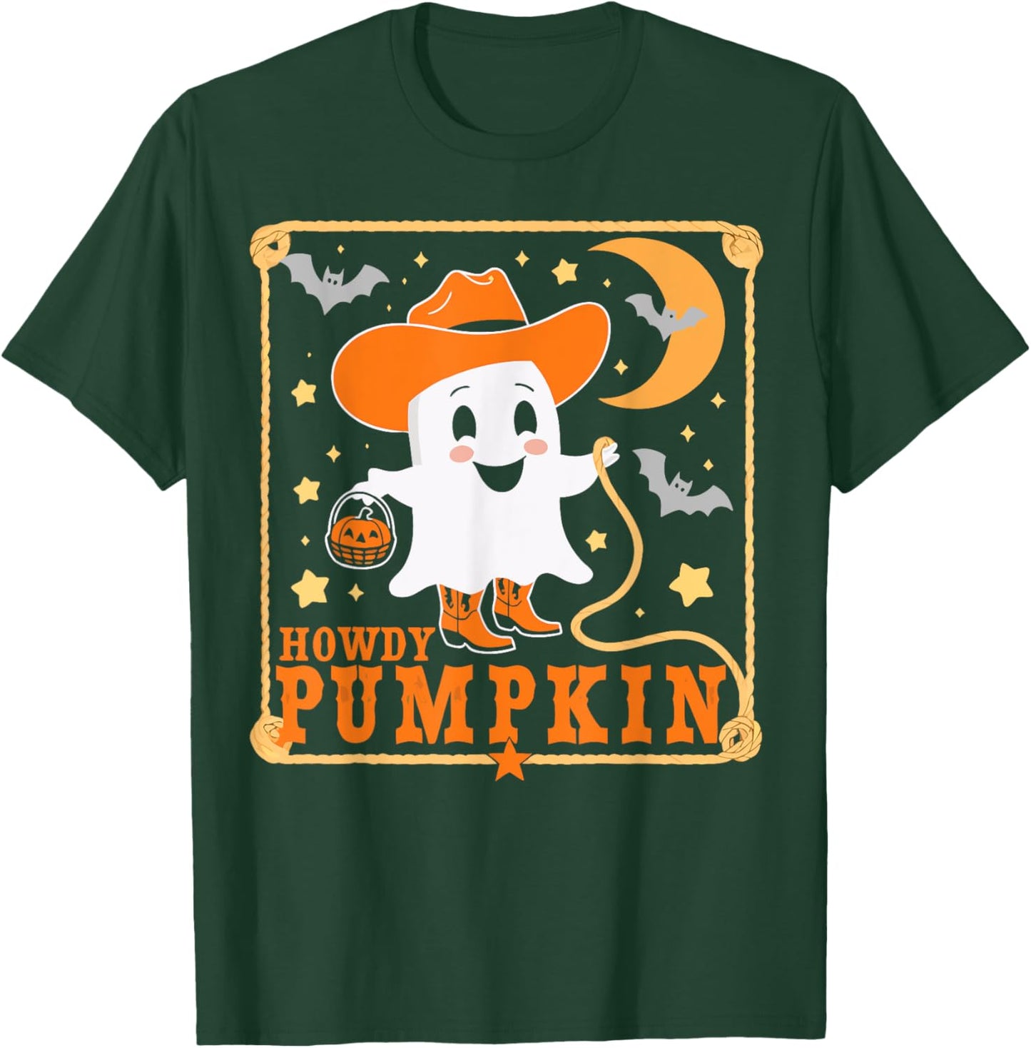 Retro Howdy Pumpkin Western Halloween Cowboy Costume T-Shirt - T-Shirt | Forest