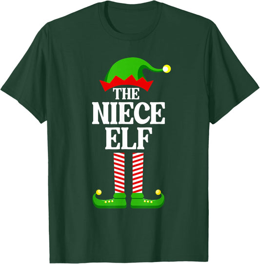 Niece Elf Family Matching Group Funny Christmas T-Shirt - T-Shirt | Forest