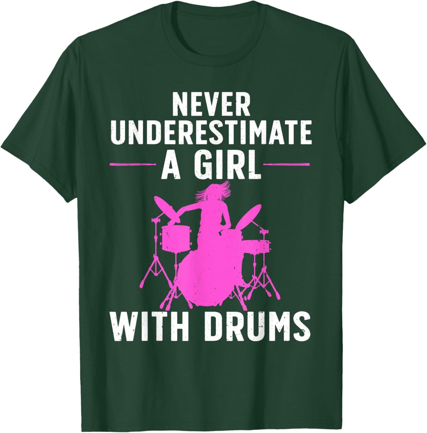 Funny Drummer Art For Girls Women Drumming Drum Set Drummer T-Shirt - T-Shirt | Forest