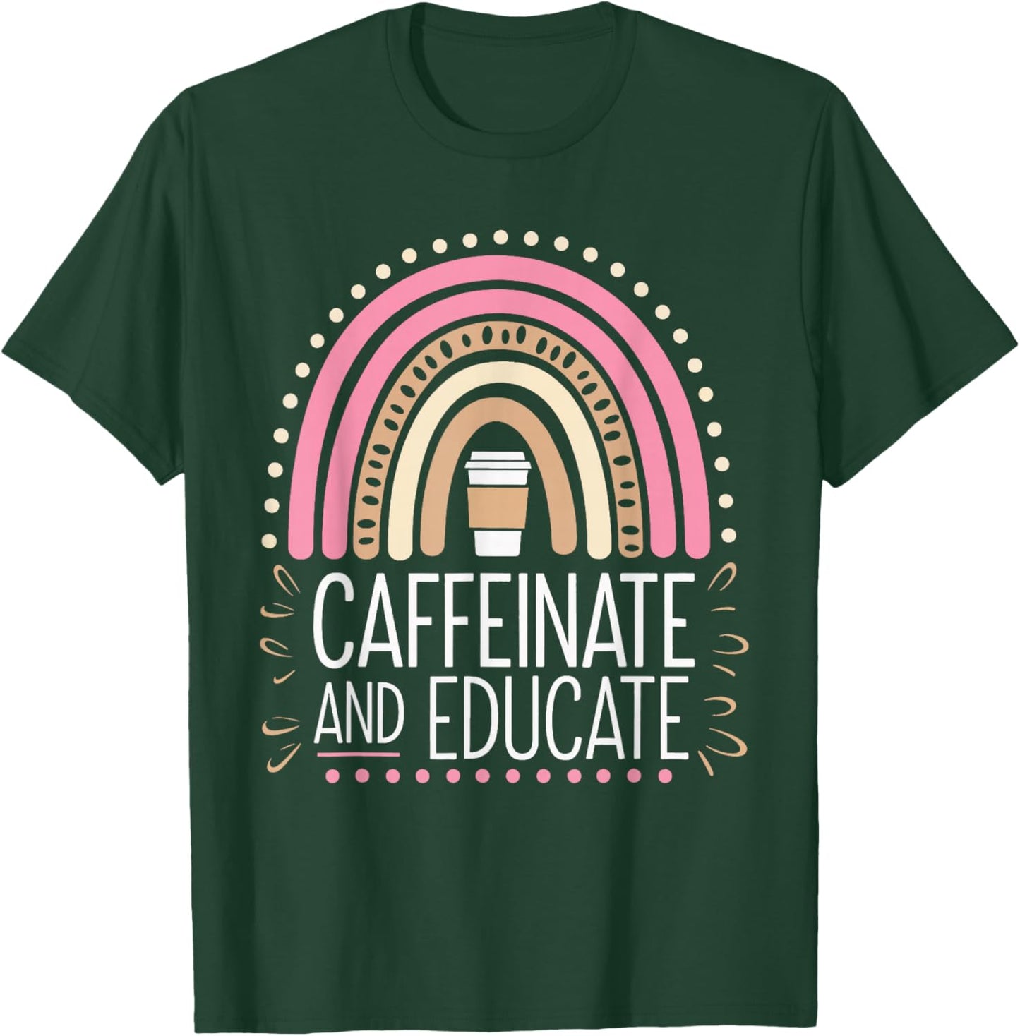 Coffee Caffeine Educator Education Teacher -Adults Black Small Modern Short Sleeve School School T-Shirt - T-Shirt | Forest