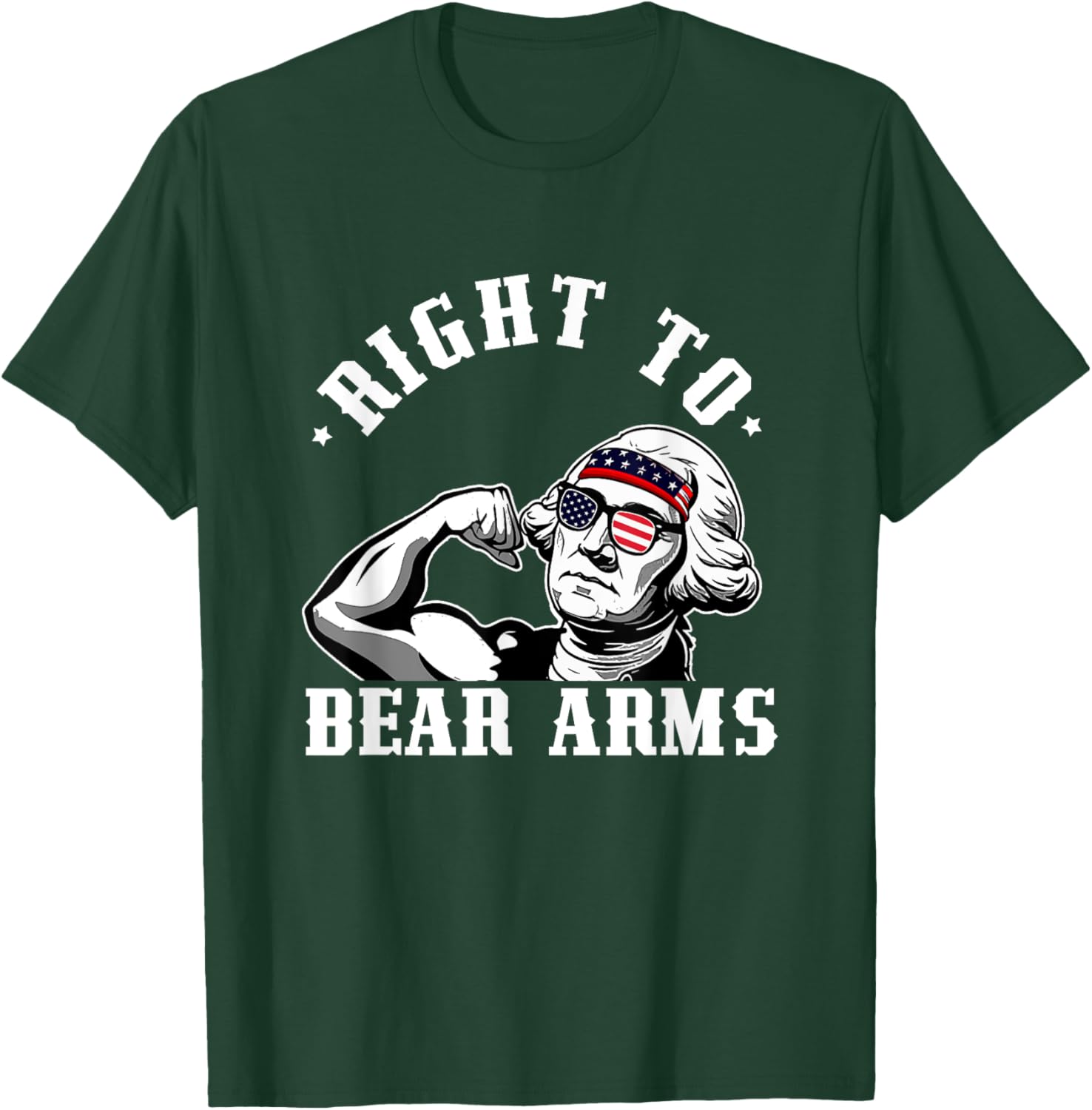 Right To Bare Arms Us Flag 4th Of July Funny Gym Workout T-Shirt - T-Shirt | Forest