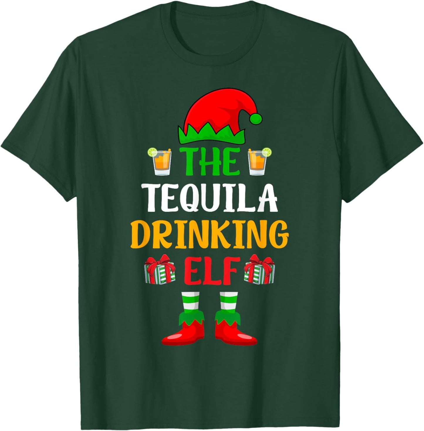 The Tequila Drinking ELF Xmas Holiday Christmas Tequila T-Shirt - T-Shirt | Forest