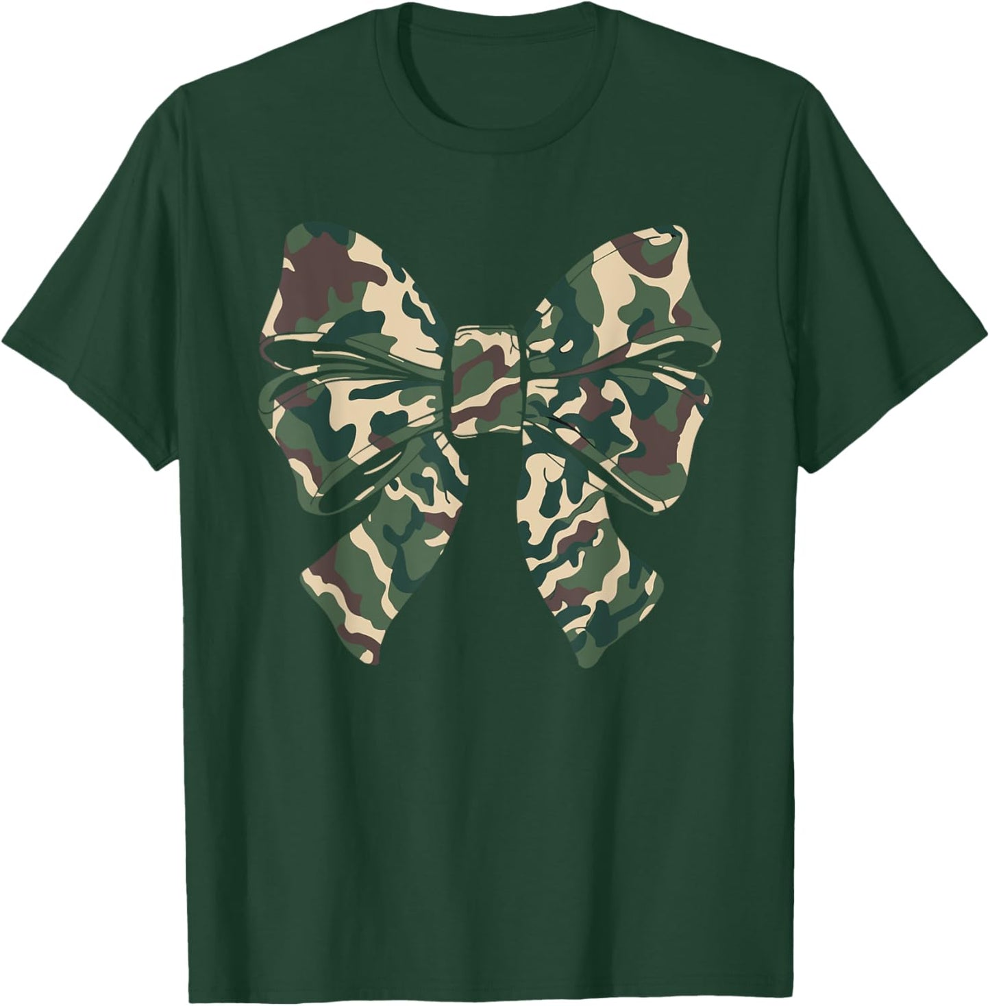 Camouflage Old Camo Bow Camo Coquette Bow Hunting Women Girl T-Shirt - T-Shirt | Forest