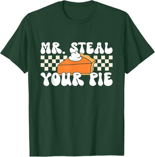 Funny Thanksgiving Toddler Boy Mr Steal Your Pie Pumpkin T-Shirt - T-Shirt | Forest